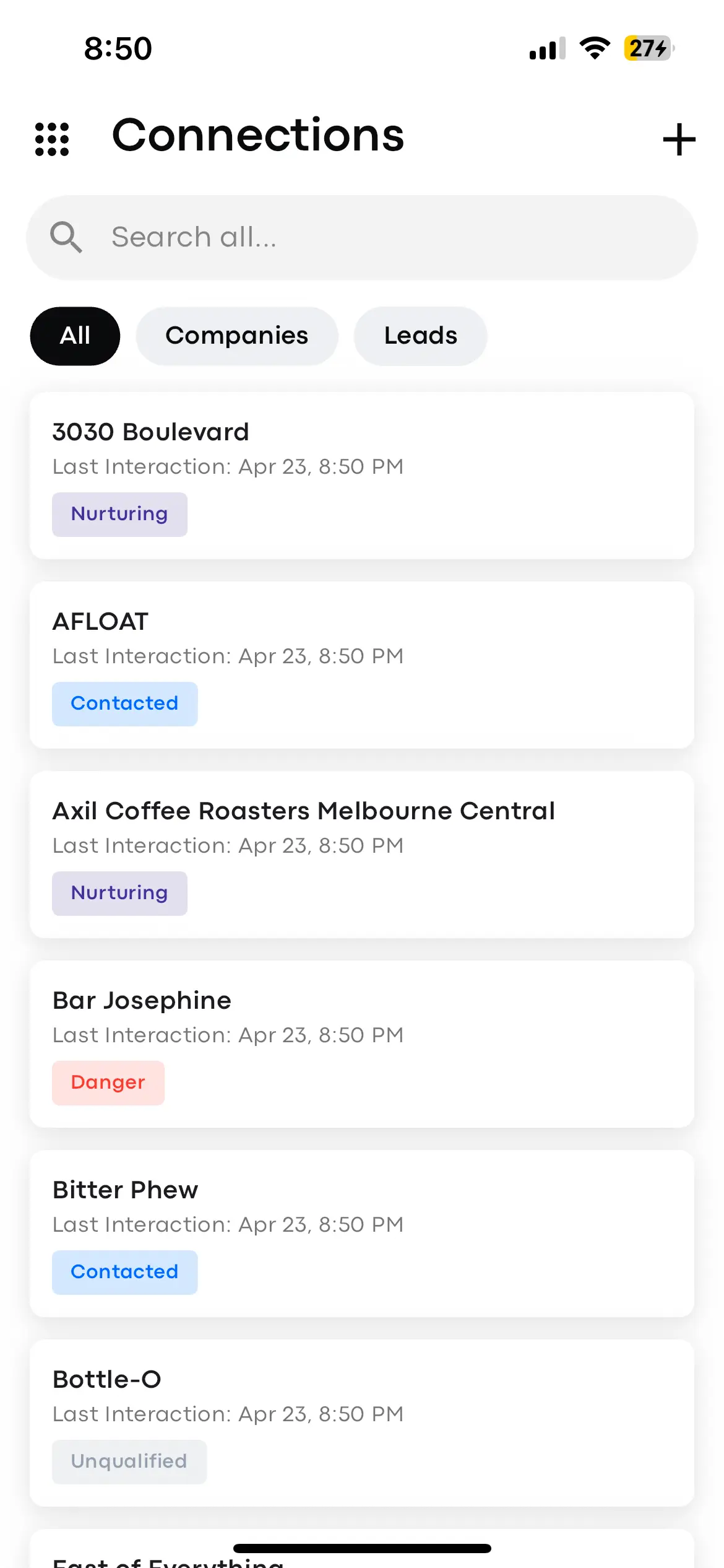 Leady connections with status pills